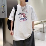T3482P25港风落肩纯棉男T短袖印花T恤春夏新款卡通印花宽松T恤，男装T恤，星座510A-6