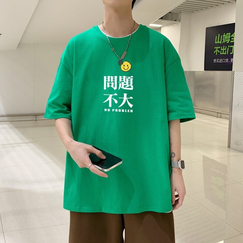 T3359P25港风落肩纯棉男T短袖潮趣印花T恤春夏新款2022男宽松T恤,男装T恤,星座510A-6