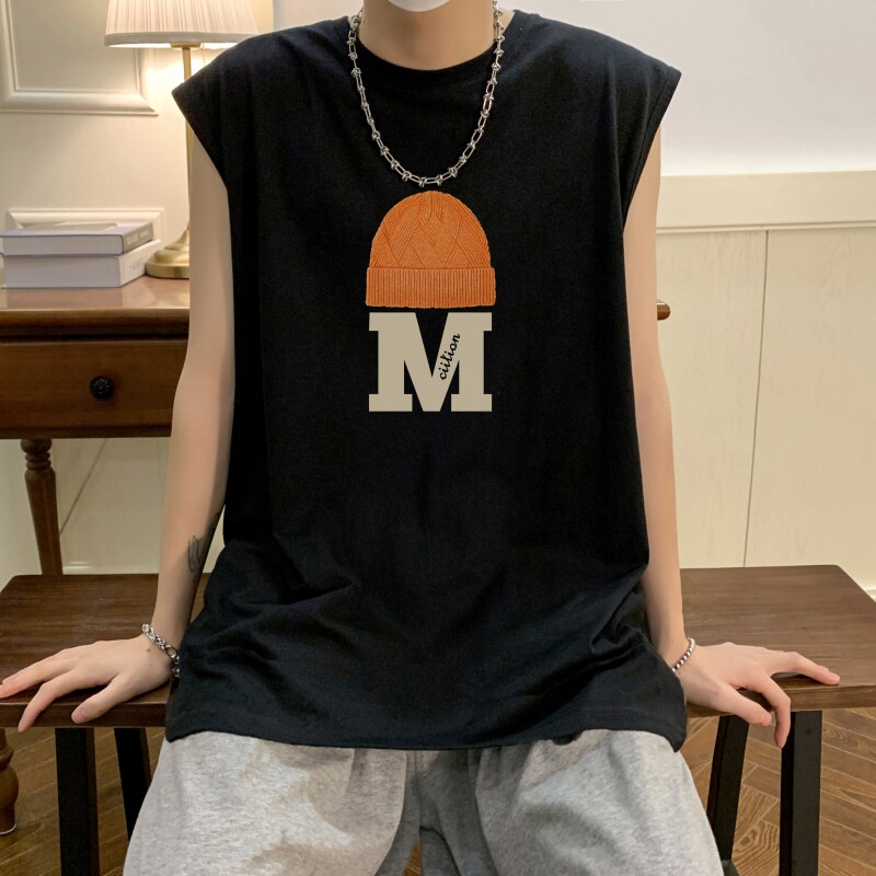 TW6639P25夏季男士t恤坎肩背心篮球宽松无袖纯棉潮牌个性潮流运动,男装背心/马甲,星座510A-6