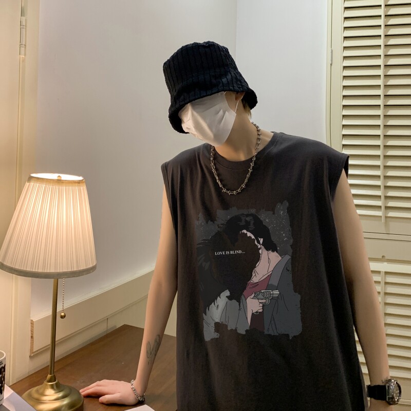 TW6634P25夏季男士t恤坎肩背心篮球宽松无袖纯棉潮牌个性潮流运动,男装背心/马甲,星座510A-6