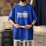 T3254P25短袖T恤加大男T春夏新款2022男士宽松T恤港风落肩纯棉男T，男装T恤，星座510A-6
