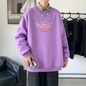Y2542P38秋季男士bf宽松卫衣港风卫衣新款圆领韩版潮流衣服