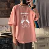 T3460P25短袖潮趣印花T恤春夏新款2022男宽松T恤港风落肩纯棉男T，男装T恤，星座510A-6