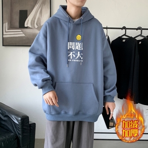 LR6022P65 落肩宽版连帽卫衣打底100%棉加绒加厚高货卫衣 灰蓝图片