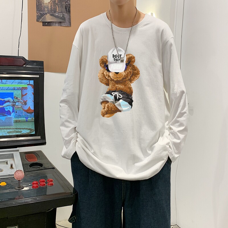 TC5185P30小熊纯棉长袖t恤男秋季NASA潮牌情侣上衣ins潮流宽松百,男装T恤,星座510A-6