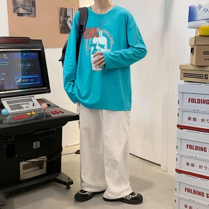 TC5186P30纯棉长袖t恤男春秋季内搭打底衫ins潮流宽松韩版情侣体图片