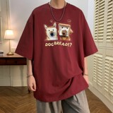 T7148P25夏2023落肩款宽松棉T男士T恤港风印花纯棉短T，男装T恤，星座510A-6