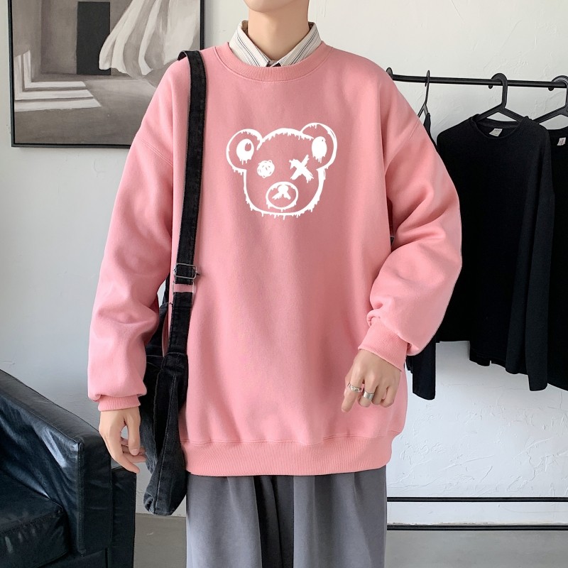 Y2458P38秋季新款港风印花圆领卫衣男潮宽松帅气百搭休闲外套图片