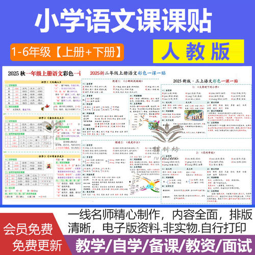 2026新版小学语文课课贴一二三四五六年级上下册一课一贴电子版