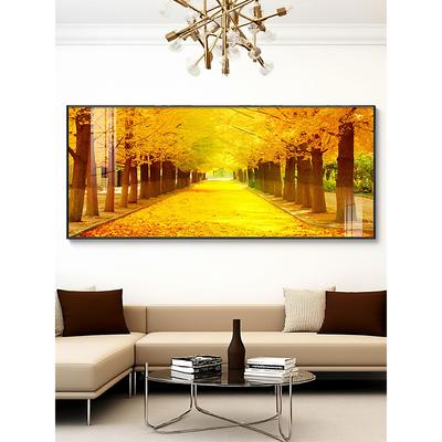 黄金满地客厅挂画现代高级沙发背景墙壁画装饰画黄金大道风景油画