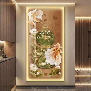 葫芦轻奢led带灯入户玄关装饰画走廊过道挂画壁画简约现代高级感