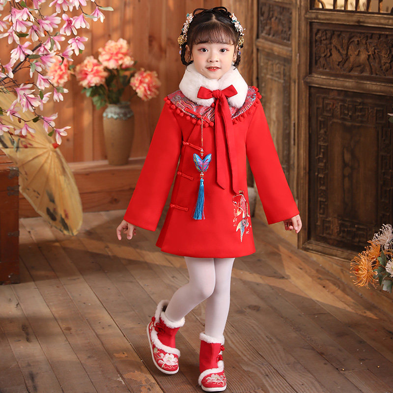 姐妹装儿童拜年服过年喜庆衣服女童汉服唐装宝宝中国风旗袍裙演出