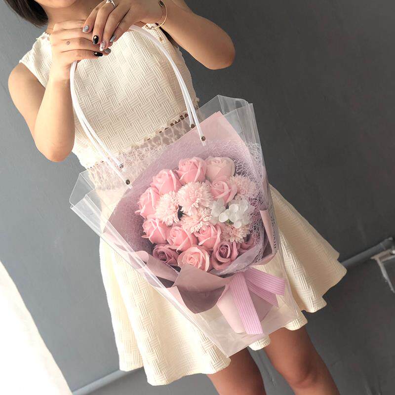 仿真花婚礼布置玫瑰花束送女友妈妈生日礼物康乃馨仿真假花香皂肥