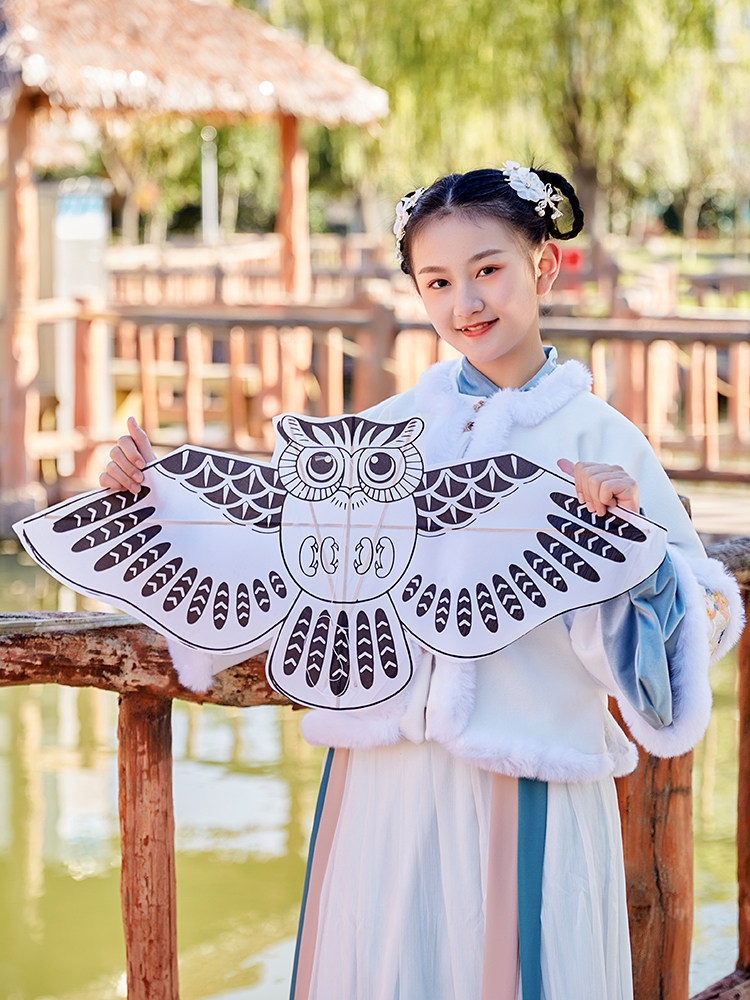 仙女风筝儿童手工DIY自制材料包卡通绘画填色涂鸦手工艺竹子画画
