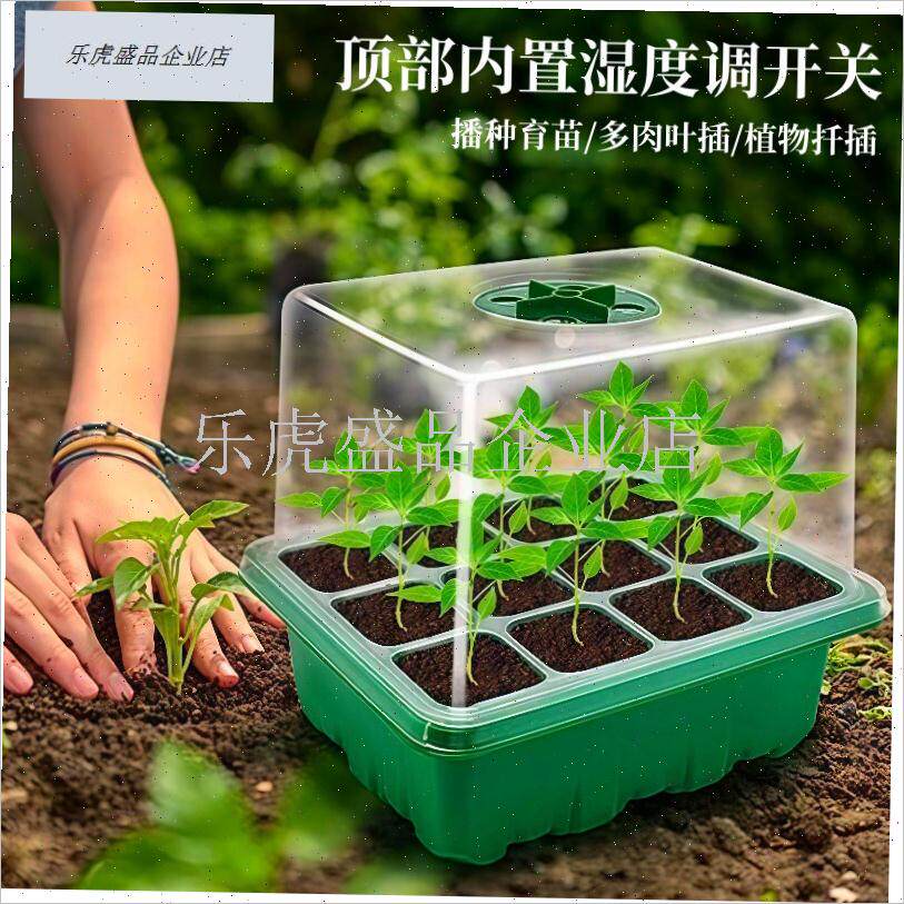 多肉叶插育苗盆培养播种盒保湿温透明育苗盒带盖UX加高塑料培育.