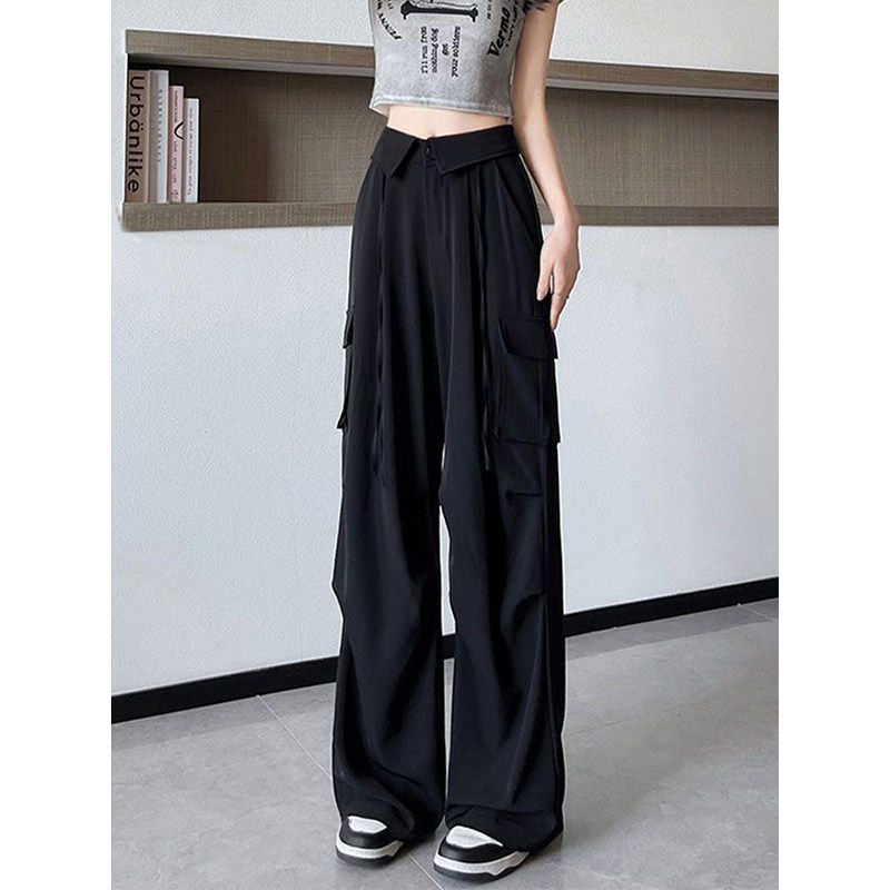 300斤大尺码女装美式黑色工装裤女夏季新款休闲裤子胖mm显瘦阔腿