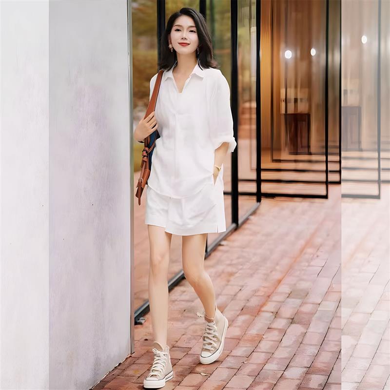 BLLOUKE又酷又飒的穿搭套装女2025夏季新款老钱风大方得体衬衣短