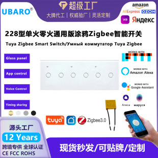 228型Ziee开关智能家居涂鸦APP远程Alexa语音钢化玻璃开关面板