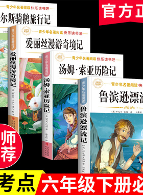 鲁滨逊漂流记六年级下册必读的课外书快乐读书吧全套汤姆索亚历险记完整版六年级课外阅读书籍尼尔斯骑鹅旅行记爱丽丝漫游奇境记