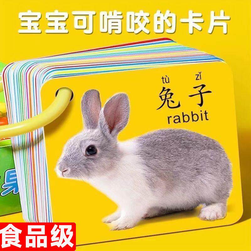 早教认知识物卡片动物识字益智玩具婴幼儿识图宝宝启蒙认数卡