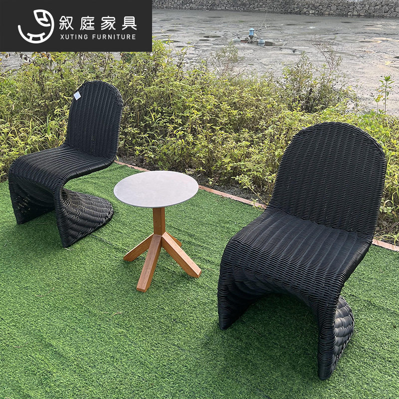 户外花园庭院创意设计藤编单人椅子实木茶几组合室外防水防晒桌椅,住宅家具,户外沙发,淘宝优惠券,粉丝福利购,淘宝优惠卷