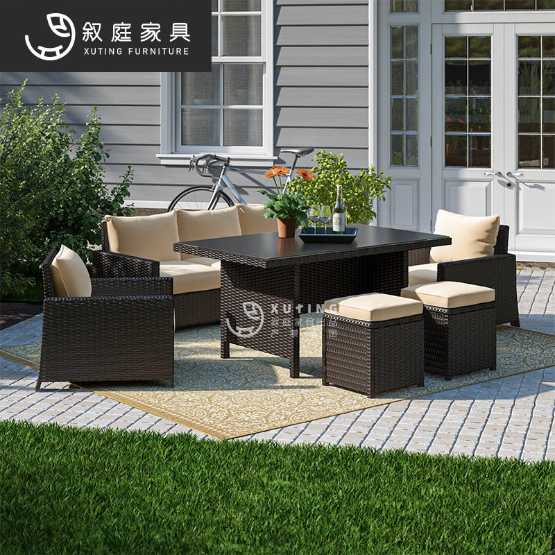 叙庭户外藤编沙发组合桌椅庭院休闲藤椅花园露天阳台露台室外家具,住宅家具,户外沙发,淘宝优惠券,粉丝福利购,淘宝优惠卷