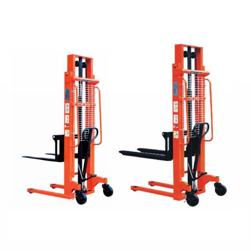 超高型 手动液压堆高车1t 手动液压叉车2t 吨 液压升高车装卸车