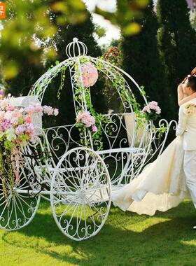 铁艺南瓜车户外欧式铁艺马车婚礼装饰道具橱窗摄影花车