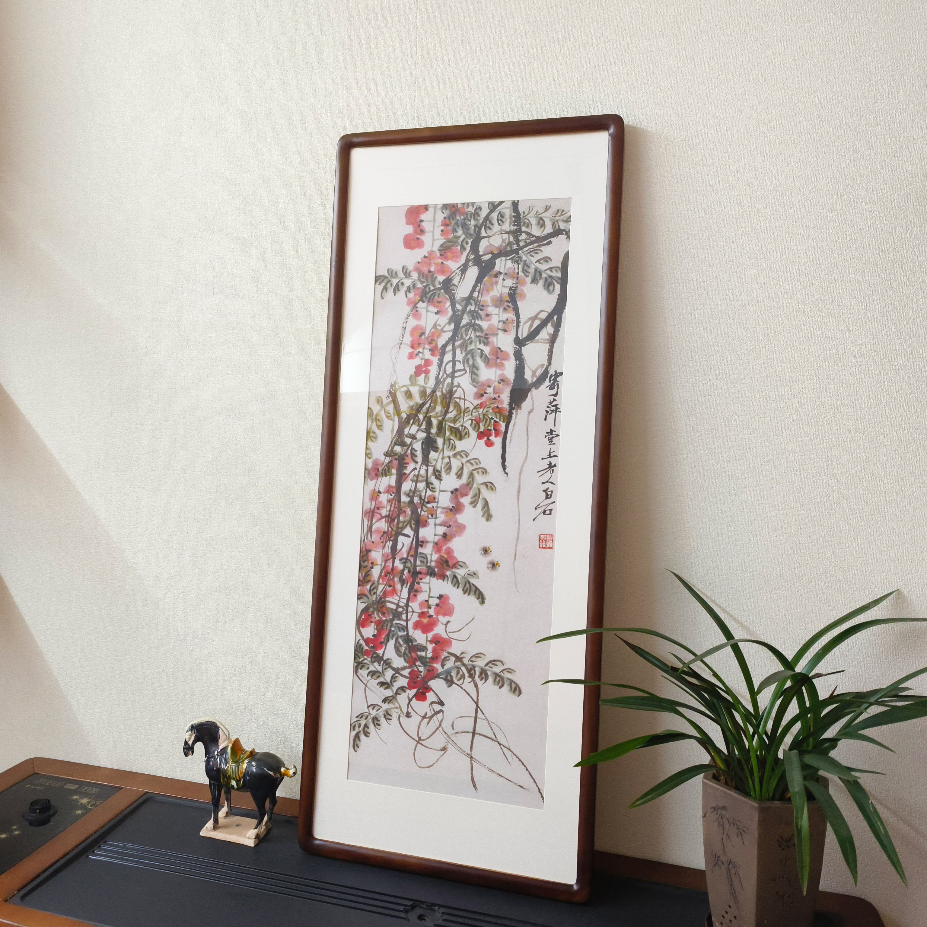 齐白石紫藤国画新中式装饰壁画