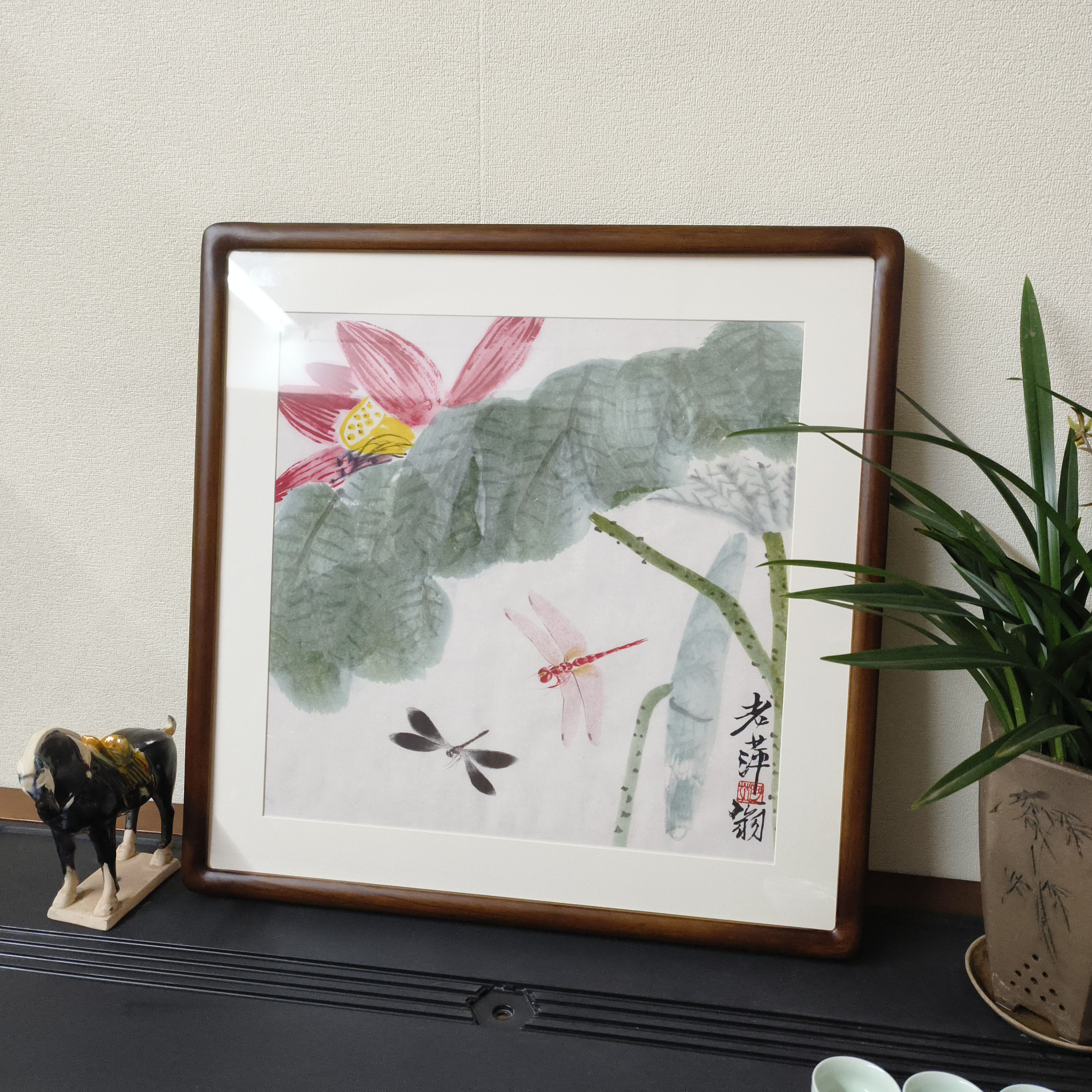 齐白石装饰画新中式客厅背景墙组合壁画餐厅走廊过道挂画斗方字画