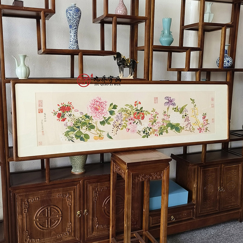 名家字画牡丹花挂画客厅背景墙横版装饰画饭店包间卧室床头壁画图片