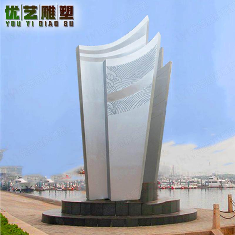 户外大型不锈钢景观雕塑定制安装广场帆船扬帆起航景观标志