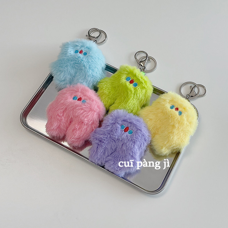 韩国ins可爱毛绒粉笨笨钥匙扣包包挂件玩偶公仔学生情侣书包挂饰