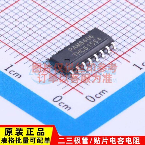 音频功率放大器 PAM8406DR SOIC-16 DIODES(美台) 电子元器件配单