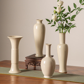 饰 简约插花器复古民宿玄关小摆件装 中式 陶瓷花瓶仿宋禅意花器日式