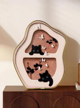 奶油风装饰画摆件客厅电视柜桌面摆画治愈系房间卧室床头装饰摆件