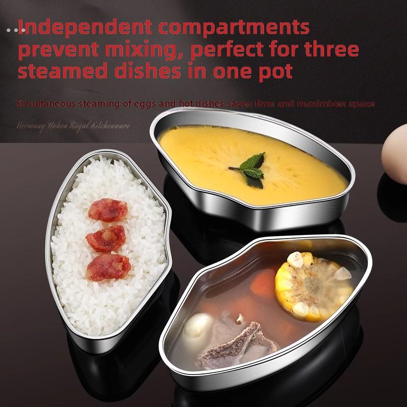 316不锈钢带盖扇形蒸盘蒸盒蒸锅笼屉蒸格饭煲蒸碗蒸饭神器保鲜盒