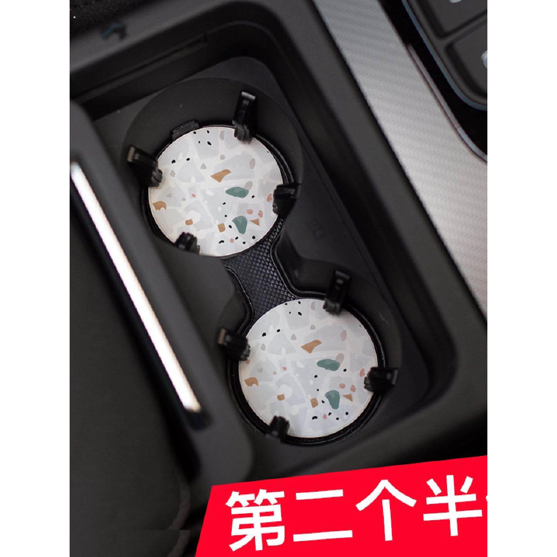 汽车水杯垫硅藻泥门槽垫车内装饰用品定制图案吸水车载防滑垫通用
