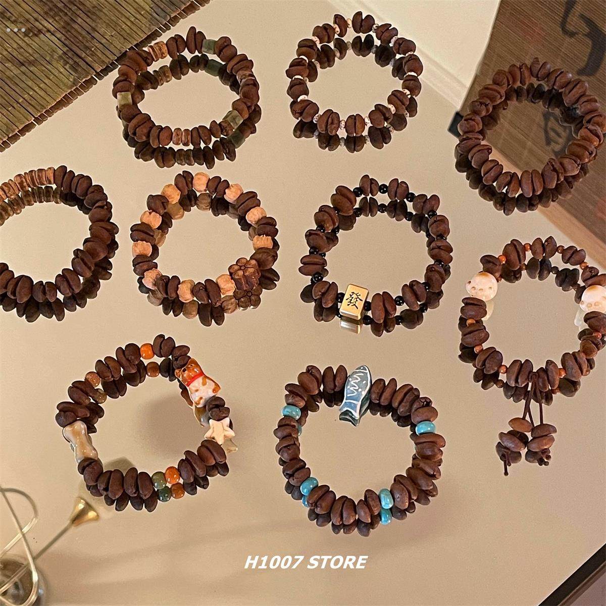 真咖啡豆很醒脑 手作款串珠百搭男款手串女生小众设计手链情侣款