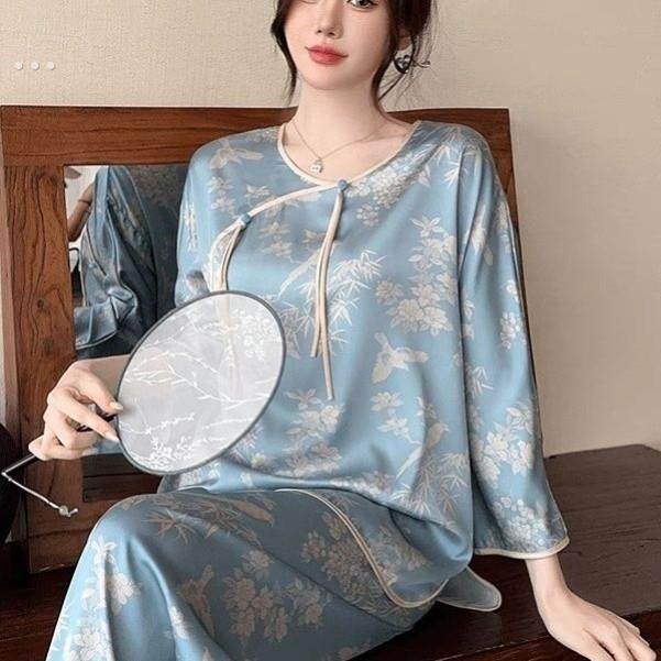 2025超火国风睡衣中式宫廷睡衣独特漂亮睡衣慵懒松弛感家居服冰丝