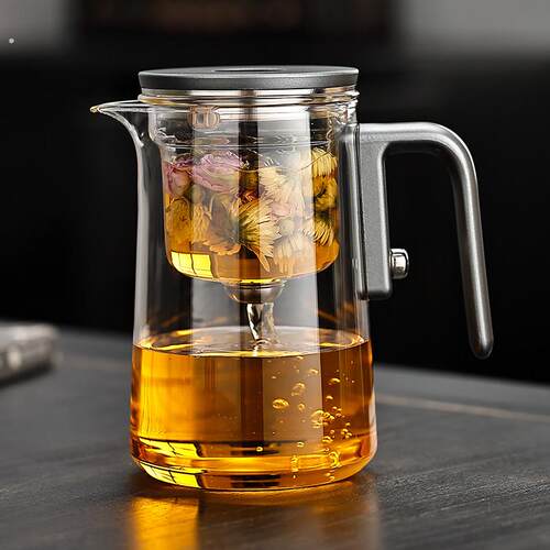 磁吸无杆飘逸杯泡茶壶全玻璃内胆一键茶水分离高端茶具2025新款
