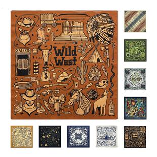 西部牛仔穿搭棉质小方巾系脖美式 巾男 复古头巾阿美咔叽领巾机车裤