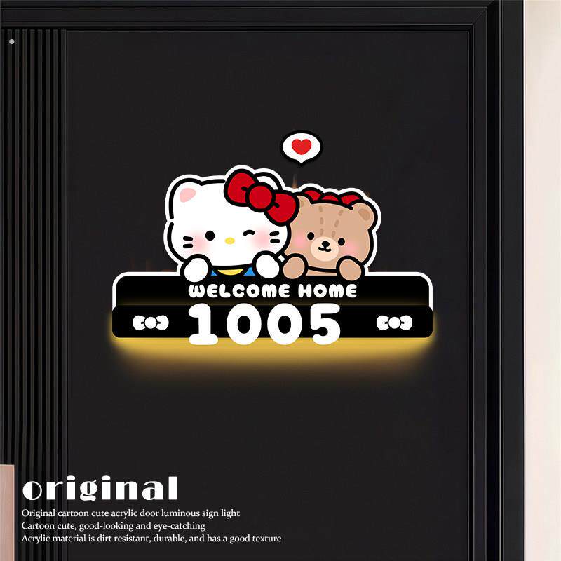 感应入户门牌号码牌家用高级感轻奢压克力创意发光门牌装饰定制