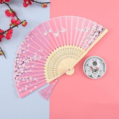 滦达旦戏曲古典舞表演t中国风桃花走纸扇子花古风少儿黑色京剧折