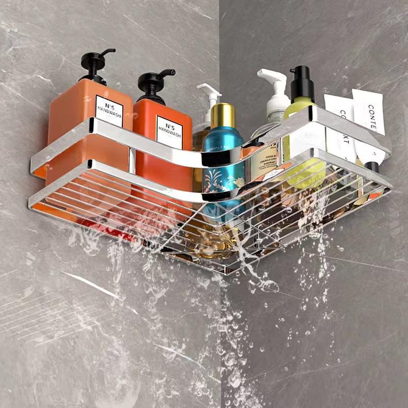 不锈钢墙角三角架免打孔皂架洗衣皂置物架单层卫生间浴室收纳墙上