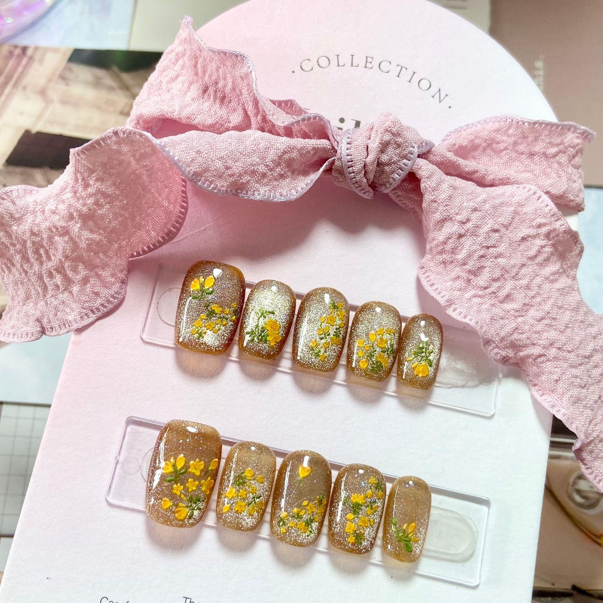 桂花猫眼穿戴甲秋冬新款优雅简约气质国风古风氛围小众美甲甲片