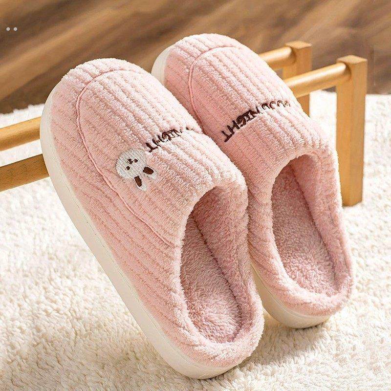 居家棉拖鞋女士冬季室内防滑厚底静音情侣家用鞋毛绒保暖棉鞋