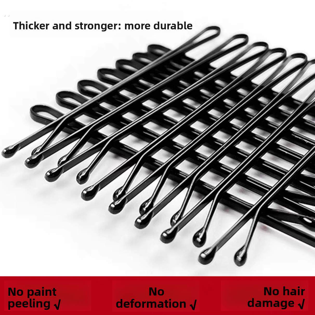 黑色钢弧形刘海一字侧边夹碎发夹子头饰头发卡子女铁丝u型夹简约