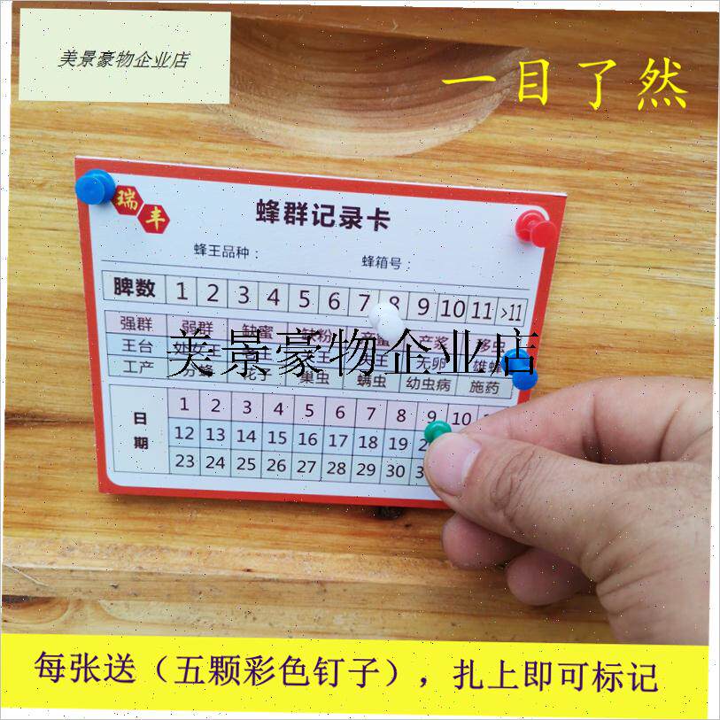 `蜂箱记录卡养蜂工具标牌蜜蜂工具蜂群管理记录q卡中意蜂蜂箱牌标