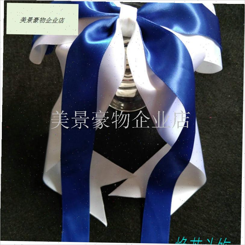 花球技巧啦啦操舞蹈比赛t装蝴蝶结头花发夹发卡发饰优惠 蓝白银.